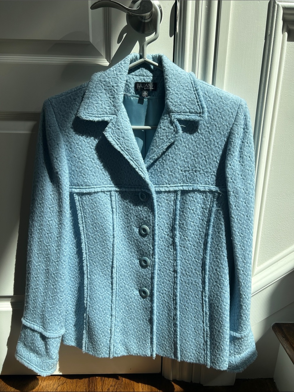 Women's Light Blue Textured Button-Up Jacket
